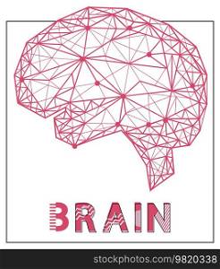 Polygonal human brain made of red lines and dots. Medical research of internal organs, innovative approach concept. Organ of human central nervous system. Modern depiction of organ regulating body. Organ of human central nervous system. Modern depiction of brain made of red lines and dots