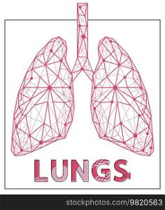 Polygonal human lungs made of red lines and dots. Medical research of internal organs, innovative approach concept. Organ of human respiratory system. Modern depiction of air breathing organ. Modern depiction of human respiratory system organ for air breathing. Polygonal human lungs