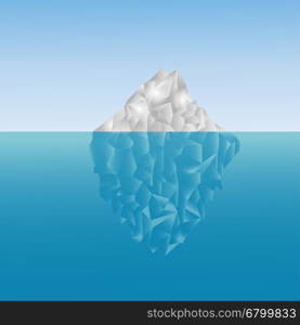 Polygonal iceberg in the sea. Low poly design.. Polygonal iceberg in the sea. Low poly design. Polygon background. Grey and blue iceberg up and under the water