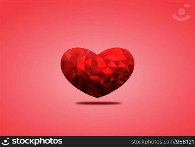 polygonal red hearts on red background For showing love. design for vector illustration