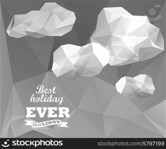 Polygonal seaside view summer poster with typography elements. Polygonal background illustration. Polygonal seaside view summer