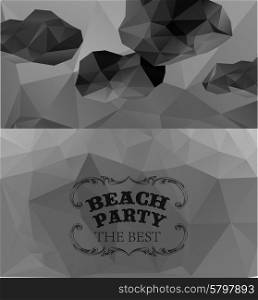 Polygonal seaside view summer poster with typography elements. Polygonal background illustration. Polygonal seaside view summer