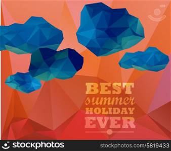 Polygonal sky and cloud, sammer poster. Polygonal background, illustration