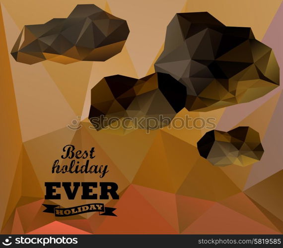 Polygonal sky and cloud, sammer poster. Polygonal background, illustration