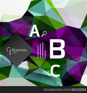 Polygonal triangle abstract background with infographics. Polygonal triangle abstract background with infographics. Vector 3d mosaic template background for workflow layout, diagram, number options or web design