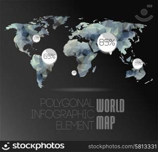 Polygonal World Map and Information Graphics. World Map and typography
