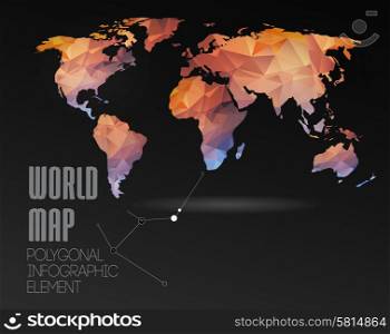 Polygonal World Map and Information Graphics. World Map and typography. World Map and Information Graphics