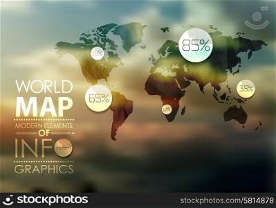Polygonal World Map and Information Graphics. World Map and typography. World Map and Information Graphics