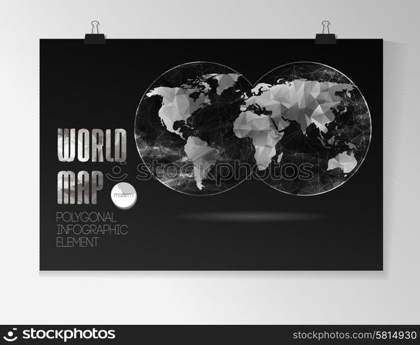 Polygonal World Map and Information Graphics. World Map and typography ...