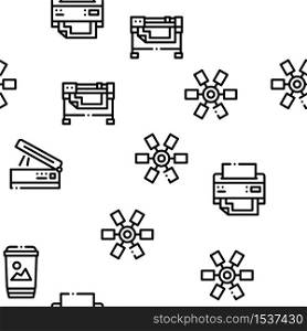 Polygraphy Printing Service Seamless Pattern Vector Thin Line. Illustrations. Polygraphy Printing Service Icons Set Vector