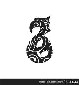 polynesian tattoo indigenous primitive art. vector black monochrome ink hand drawn native polynesian folk art symbol mythological creature Manaia illustration isolated white background