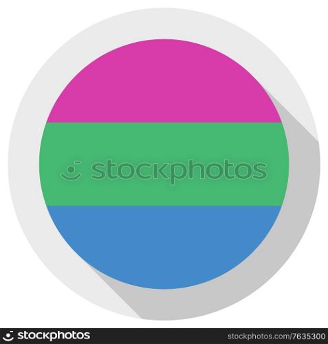 Polysexual pride flag, round shape icon on white background