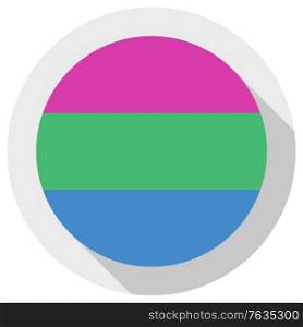 Polysexual pride flag, round shape icon on white background