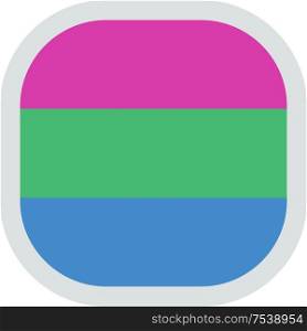 Polysexual pride flag, rounded square shape icon on white background, vector illustration. rounded square with flag pride lgbt