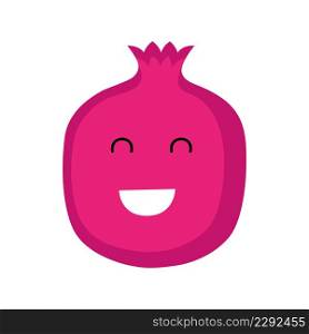 Pomegranate. Cute, funny cartoon garnet character. Emotions. Food smilie. Vector illustration for children.