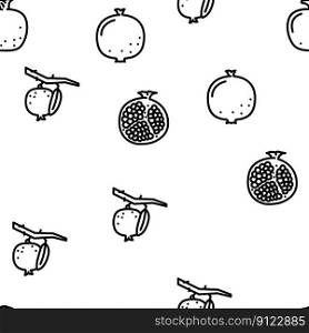 pomegranate fruit nature organic vector seamless pattern thin line illustration. pomegranate fruit nature organic vector seamless pattern
