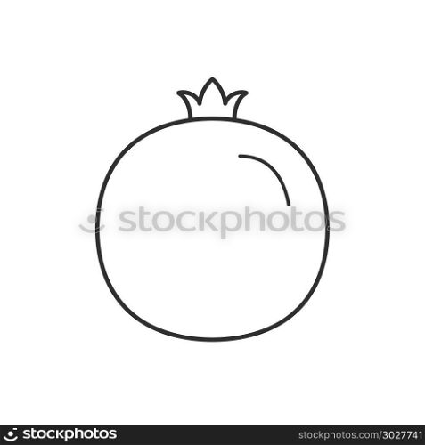 Pomegranate icon in black flat outline design.. Pomegranate icon in black flat outline design