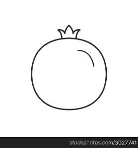 Pomegranate icon in black flat outline design.. Pomegranate icon in black flat outline design
