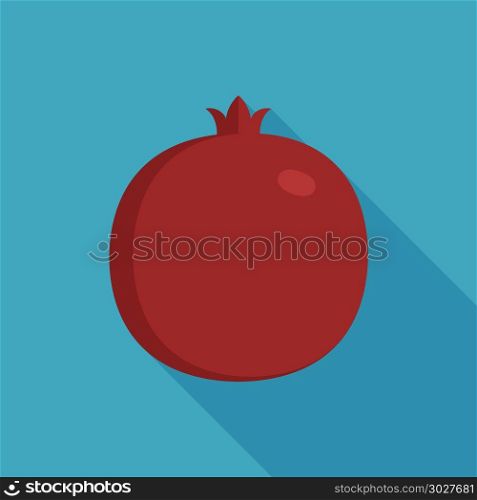 Pomegranate icon in flat long shadow design.. Pomegranate icon in flat long shadow design