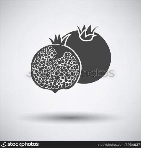Pomegranate icon on gray background with round shadow. Vector illustration.