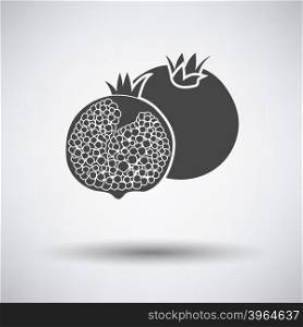 Pomegranate icon on gray background with round shadow. Vector illustration.