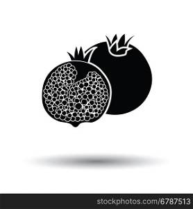 Pomegranate icon. White background with shadow design. Vector illustration.
