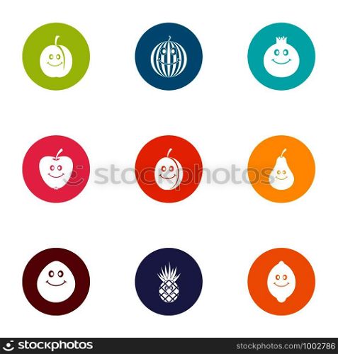 Pomegranate icons set. Flat set of 9 pomegranate vector icons for web isolated on white background. Pomegranate icons set, flat style