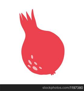 Pomegranate in doodle style isolated on white background. Hand drawn fresh organic summer fruit. Simple cute cartoon design. Vector sketch illustration.. Pomegranate in doodle style isolated on white background.