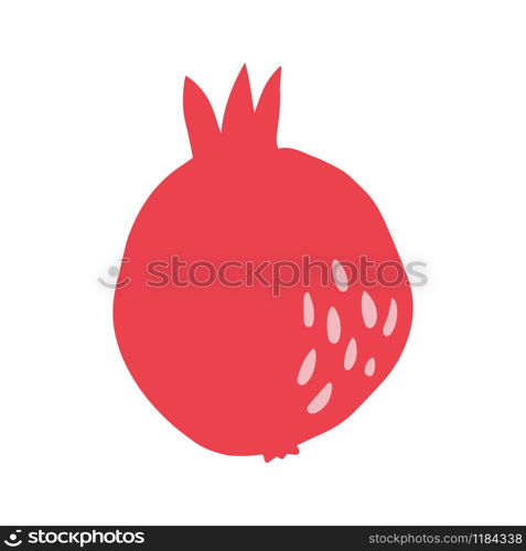 Pomegranate in hand drawn style isolated on white background. Doodle fresh organic summer fruit. Simple cute cartoon design. Vector sketch illustration.. Pomegranate in hand drawn style isolated on white background.