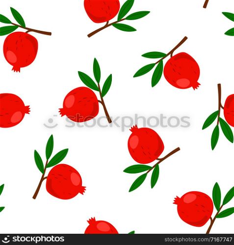 Pomegranate pattern cartoon flat design. Vector wallpaper illustration of pomegranate fruit healthy. Pomegranate pattern cartoon flat design. Vector wallpaper