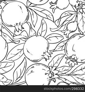 pomegranate vector pattern on white background. pomegranate vector pattern
