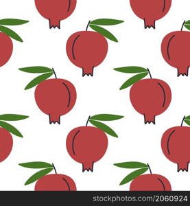 Pomegranates seamless pattern vector illustration. Whole granate fruit background. Template for packaging, paper and wallpaper. Pomegranates seamless pattern vector illustration