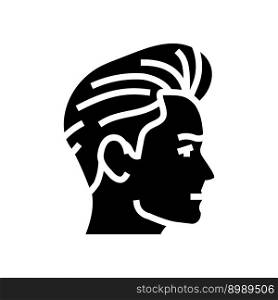 pompadour hairstyle male glyph icon vector. pompadour hairstyle male sign. isolated symbol illustration. pompadour hairstyle male glyph icon vector illustration