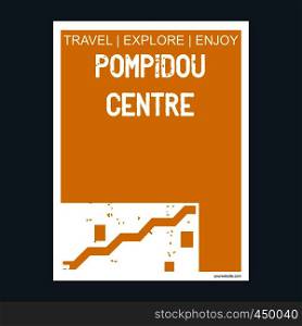 Pompidou Centre Paris, France monument landmark brochure Flat style and typography vector