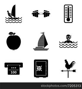 Pond icons set. Simple set of 9 pond vector icons for web isolated on white background. Pond icons set, simple style