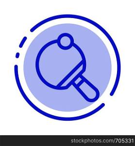 Pong, Racket, Table, Tennis Blue Dotted Line Line Icon