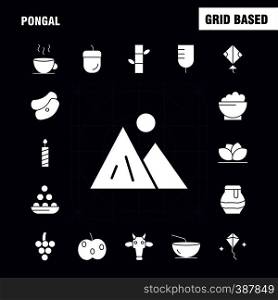 Pongal Solid Glyph Icon Pack For Designers And Developers. Icons Of Flower, Herbal, Lily, Lotus, Spa, Bamboo, Beauty, Spa, Vector