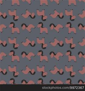 Ponies pattern, illustration, vector on white background