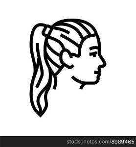 ponytail hairstyle female line icon vector. ponytail hairstyle female sign. isolated contour symbol black illustration. ponytail hairstyle female line icon vector illustration