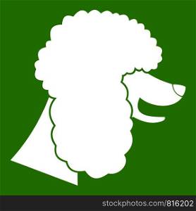 Poodle dog icon white isolated on green background. Vector illustration. Poodle dog icon green