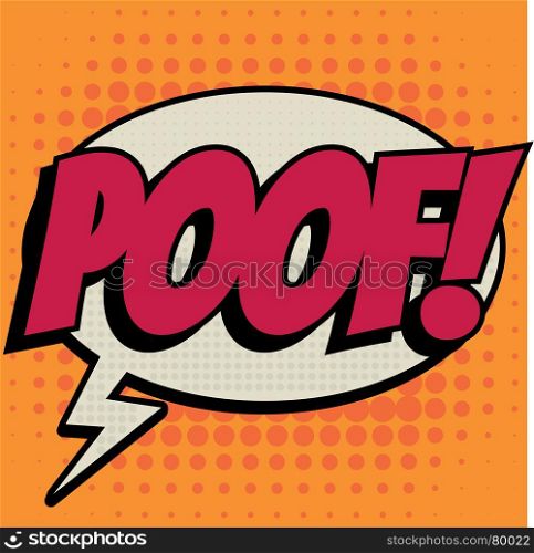 Poof comic book bubble text retro style