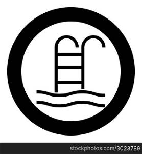 Pool icon black color in circle or round vector illustration