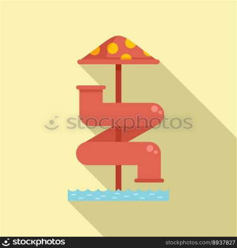 Pool slide icon flat vector. Waterpark amusement. Summer playground. Pool slide icon flat vector. Waterpark amusement