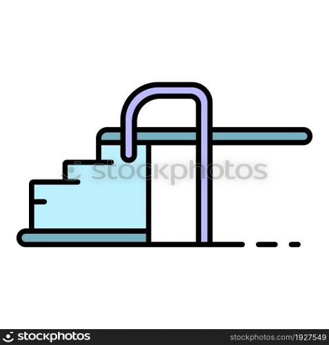 Pool stairs icon. Outline pool stairs vector icon color flat isolated. Pool stairs icon color outline vector
