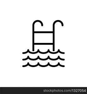 Pool swim line vector icon isolated. Linear icon with swimming pool icon for web design. Summer pool sign or symbol. EPS 10