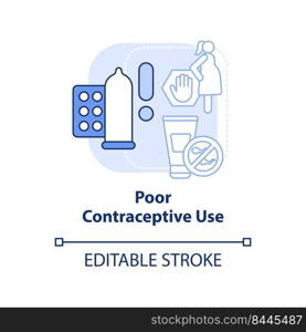 Poor contraceptive use light blue concept icon. Unplanned pregnancies. Overpopulation abstract idea thin line illustration. Isolated outline drawing. Editable stroke. Arial, Myriad Pro-Bold fonts used. Poor contraceptive use light blue concept icon