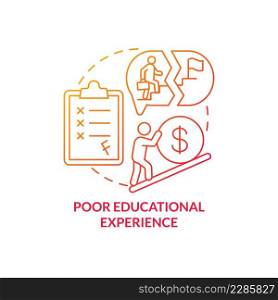 Poor educational experience red gradient concept icon. Mental health. Effects of conduct disorder abstract idea thin line illustration. Isolated outline drawing. Myriad Pro-Bold fonts used. Poor educational experience red gradient concept icon
