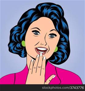 Pop Art illustration of a laughing woman, vector format
