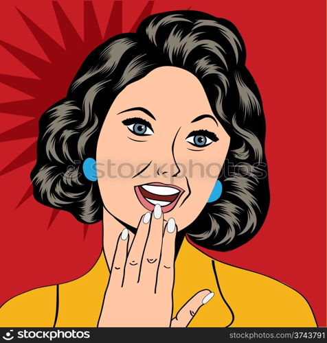 Pop Art illustration of a laughing woman, vector format