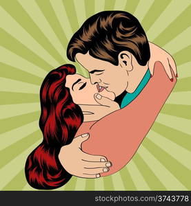 Pop Art KIssing Couple, vector format